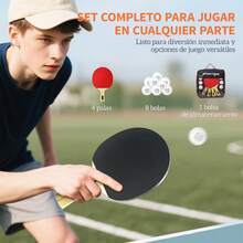 SPORTNOW Palas de Ping Pong, Juego de Tenis de Mesa Portátil, con 4 Raquetas de Ping Pong, 8 Pelotas y Estuche de Transporte, para Principiantes, Expertos, Interior y Exterior Rojo - Rojo - Ver 2