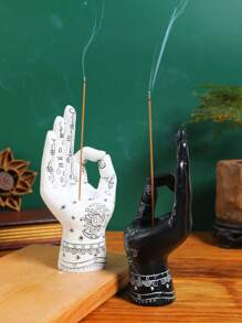 1 件手工树脂香座 - 艺术阴阳设计，黑白象征图案，完美适用于香座、优雅家居装饰礼物、芳香疗法配件/神秘装饰/文化象征、香炉