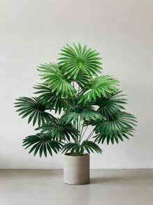 1pc Artificial Palm Tree Large Leaf Banana Leaf Fan Leaf, Suitable For Indoor/Outdoor Decor, Home, Hotel, Garden, Office, Wedding, Holiday Scenes, Floor Standing, Multi-Purpose Room Decor, Greenery Architectural Style (No Planter)