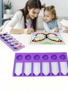 6-Fach Tablett Diamant-Malerei Zubehör Palette Finisher, lila EVA-Schaum Multi-Versand Palette Ständer für Diamant-Malerei Set, Diamant-Kunst Zubehör und Werkzeuge, Diamant-Malerei Aufbewahrungsbehälter für Strass (mit doppelseitigem Klebeband)