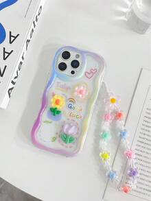 Ốp điện thoại chống sốc, viền lượn sóng, bóng bẩy, họa tiết hoa hoạt hình 3D, kèm vòng tay hạt cườm thủ công, tương thích với iPhone 17pro/17Air/17/17promax/16/11/16pro/16plus/16promax/16e/15Promax/13/14/12/XS/XR/7G/8P, tương thích với Samsung Galaxy S25/S25PLUS/S25 Ultra/A16/A36/A26/A56 - Nhiều màu - Xem 8