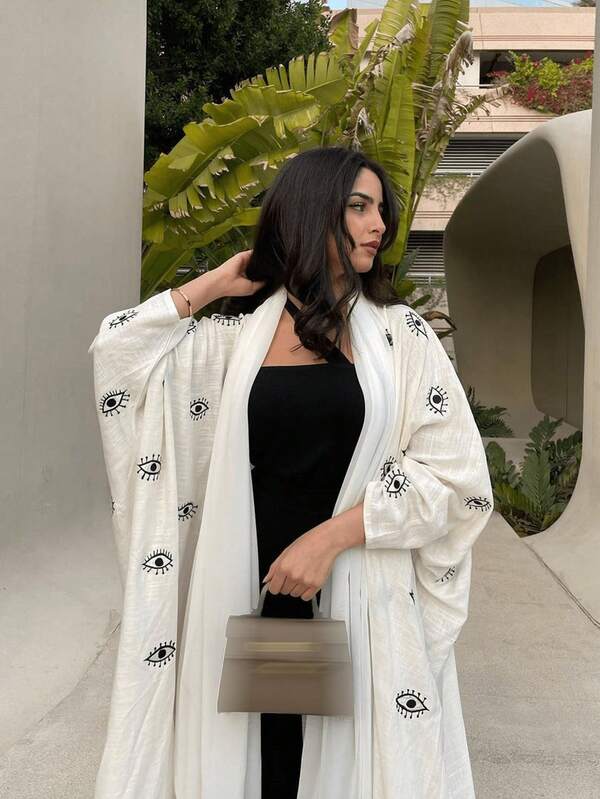 1pc Elegant Abaya, Casual & Refined Design, Delicate Fine Fabric Craftsmanship, Graceful & Fashionable, Modest Kaftan