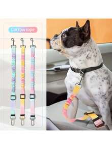 1 Pieza Cinturón de seguridad para mascotas en el auto, Correa retráctil para perro de color degradado, Correa para mascotas estilo arcoíris, Cinturón de seguridad para auto con cojín elástico, Cinturón de seguridad para perro resistente y duradero, Cinturón de seguridad para perro, ¡Haz que tu perro salga! Suministros para perros