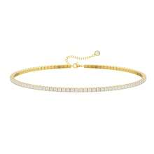 قلادة تنس للنساء، قلادة مطلية بالذهب عيار 14 قيراط مرصعة بالزركونيا التشيكية، مناسبة لتناسق مجوهرات المرأة اليومية