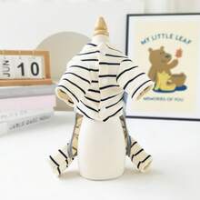 جمبسوت قطة كلب جديدة للحيوانات الأليفة، جمبسوت قطة كلب صغير من نوع بودل وبيشون فريز مخطط، ملابس للحيوانات الأليفة