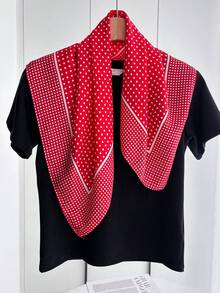 1 chiếc khăn vuông, phụ kiện băng đô cho nữ/bé gái, khăn tay, khăn quàng cổ, băng đô, khăn in họa tiết thời trang, phù hợp với váy. - chấm bi đỏ - Xem 3