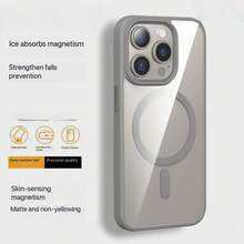 1pc Transparent Gray Magnetic Protective Case Compatible With IPhone 16 Pro Max, Soft Edge Hard Back Full Coverage Phone Case Compatible With IPhone 15 Pro/13/17 Pro Max, IPhone 11/12/14, Convenient For Outdoor Use, Also Fits Galaxy S25/24 - Gray Single Shell - View 4