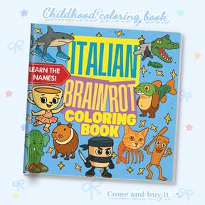 イタリアンブレインロット:ユニークな動物キャラクターとライブリーなイラストで構成された大人のぬりえブック、ストレス解消、学校グッズ、絵画、ハロウィン、クリスマス、秋のステーショナリー