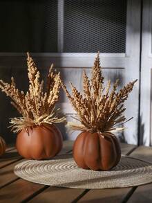 1 Stück künstlicher Kürbis & Weizen Tischdekoration, Fensterbank Raumdekoration, Thanksgiving Halloween Kürbis Deko, ideales Geschenk Geburtstag Herbst Dekoration