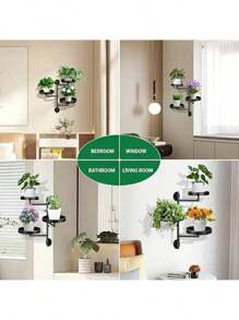 1 pieza Estantería metálica rotatoria de 3 niveles para plantas, montaje en pared, para suculentas y plantas en maceta, ahorro de espacio, organizador de balcón y jardín, decoración para el hogar, uso interior y exterior