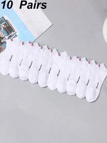 5/6/10/20 双男女通用纯色简约百搭低帮透气吸湿排汗短袜，防臭，适合日常穿着、运动、户外、旅行、约会、商务、休闲，男女皆宜，春夏秋冬 - 彩色 - 查看 13