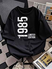 Camiseta de edición limitada para mujer con estampado gráfico desgastado de 1985. Cómoda y elegante camiseta para uso diario. Tejido suave. Regalo perfecto. Diseño moderno y único. - Negro - Ver 2