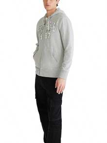 Men's Aero Logo Full Zip Hoodie-Arch - Light Heather Grey - View 3
