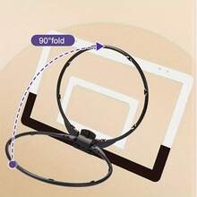 Foldable Indoor Basketball Hoop, Wall-Mounted Basketball Backboard, Home Training Basketball Rim, Black & White, Includes 1 Basketball And 1 Air Pump