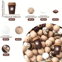 8/25/28/80pcs 3D Star Silicone Bead Set, Includes 15mm Coffee Bean Printed Round Beads. Brown & Green Round Beads Suitable For Jewelry Making, DIY Earrings, Necklaces, Bag Chains, Pen Decorations, Phone Straps - Perfect For Coffee Lovers - New Coffee Series - View 21
