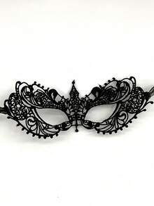 1pc Lace Blindfold, Sexy Veil, Eye Covering Ribbon, DIY Accessory - Black - View 2