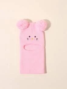 1 szt. 0-12 lat czapka dla małych dzieci z podwójnymi kulkami, kotek dla dziewczynek i chłopców, czapki zimowe dla dzieci, dzianinowa ciepła kominiarka