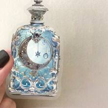 50Pcs Transparent Moon Water Bottle Stickers Funny Moon Decor Stickers Aesthetics Stickers Cute Cartoon Magic Stickers Clear Stickers Purple Blue Sticker PET Waterproof Stickers For Envelope,Water Bottle,Computer,Laptop,Phone,Luggage,Notebook,Fridge