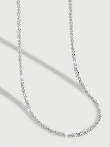 1件奢华闪亮金色人造水晶吊坠项链，女士款，适合日常佩戴，精致完美，是送给爱人的理想礼物。 - 銀色 - 查看 8