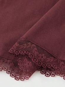 Women's Y2K Lace Trim T Shirt Top Blouses Long Flare Sleeve Square Neck Low Cut Slim Fit Tee Shirt Crop Tops Spring Fall Casual Daily Going Out Tops Aesthetic Clothes Party Club Streetwear - Màu Đỏ Sâu - Xem 7