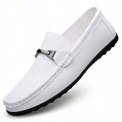 Men's Luxury Genuine Leather Penny Loafers, Casual Woven Style Slip-On Flats With Elastic Band, Suitable For Spring/Autumn Daily Wear, Weddings, Parties, Office, Business Occasions