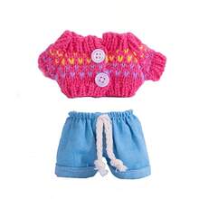 Ropa de muñeca de 17 cm, compatible con Labubu, 1 set de decoración - Conjunto de suéter y pantalones de moda, adecuado para muñecas de 17 cm, accesorios lindos de BuLabu, para jugar y exhibir (zapatos y muñecas no incluidos)