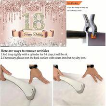 1 pièce Bannière de fond de fête d'anniversaire 18 ans en or rose, décoration de fête d'anniversaire rose scintillante avec diamants, en matériau polyester, convient pour la décoration de fête d'anniversaire, les activités de célébration, le fond de table de gâteau, convient pour la décoration d'ameublement intérieur/extérieur, le jardin, la cour, thème universel - Multicolore - Voir 5