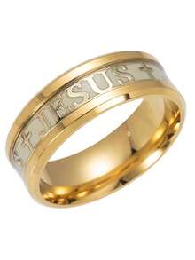 1 Pc Fashion Stainless Steel Rings For Men Jewelry Accessories Anniversary Party Gift Luminous English Letter Printed Rings