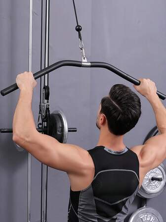 3-Section Detachable Wide Back Lat Pulldown Bar, Extendable High Position Pulldown Handle, Weight Training Barbell Grip For Home Gym Comprehensive Workout