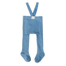 Baby Girl Tights Cute Footed Pantyhose With Suspenders Stretch Overalls Stockings Infant Leggings - 藍色 - 查看 3