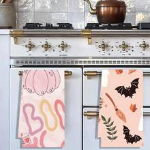 2/4/6/48pcs Halloween Ghost Print Soft Kitchen Towels/Hand Towels, Multi-Purpose, Quick Drying Dish Cloths, Suitable For Kitchen, Celebrations, Weddings, Decorations And More