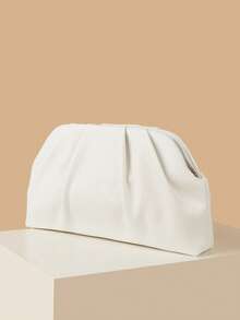 Retro Vintage Lychee Grain Solid Color Zippering Clutch Wallet, All-Match Large Capacity Carry On Purse, Stylish PU Bag For Women, And For Wedding, Party, Prom, Dinner - White - View 3