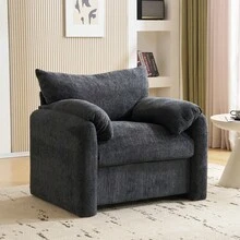 Modernes Design, Chenille-Stoff, übergroßer Sessel, dekorativer Stuhl, Einzelsofa, Freizeitstuhl, geeignet für Wohnzimmer und Schlafzimmer - Grau + Chenille + 1 Sitz - Übersicht 2