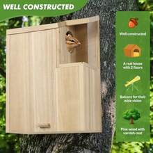 Casa grande de ardilla familiar de pino con recubrimiento, caja de anidación de madera para cría y vivienda - pino - Ver 4