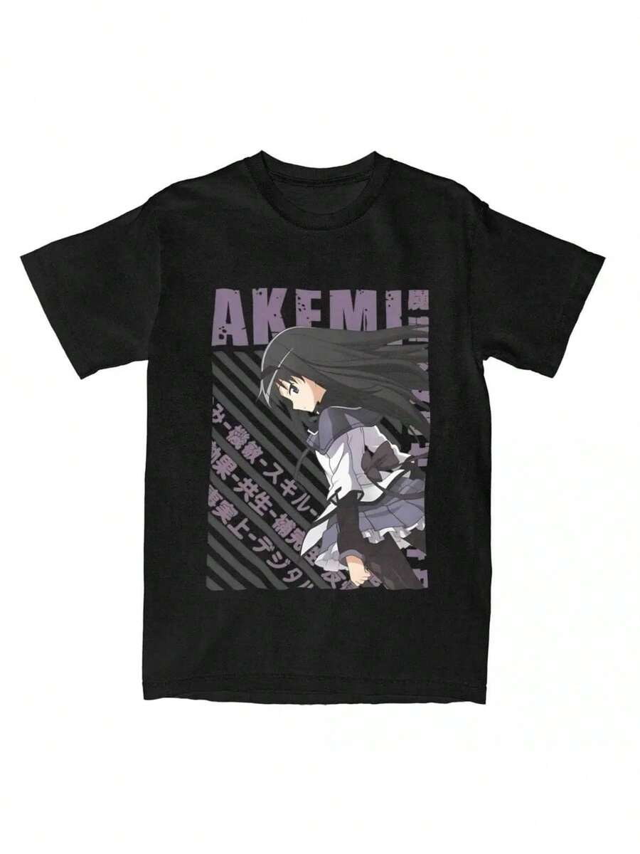 Men Women's Mahou Shoujo Madoka Magica Homura Akemi Cartoon Graphic Shirts Merch Novelty Pure Cotton T Shirts Tee Clothing - 黑色 - 查看 1
