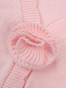 ii Cardigan lavorato a maglia con maniche a giro e decorazioni floreali per donna - Rosa - Visualizzare 8