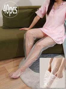 40个/20个/10个/1个足部护理足膜，一次性腿膜带脚腿套，高透明防水保湿腿部护理套 - 彩色 - 查看 1