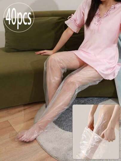 40个/20个/10个/1个足部护理足膜，一次性腿膜带脚腿套，高透明防水保湿腿部护理套
