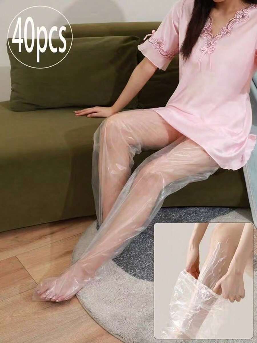 40个/20个/10个/1个足部护理足膜，一次性腿膜带脚腿套，高透明防水保湿腿部护理套 - 彩色 - 查看 1