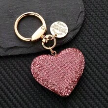 1pc Fashionable Heart-Shaped Keychain With Sparkling Rhinestones, Lovely Gift For Women, Girlfriend, Couples, Car Key Chain, Suitable For Birthday, Christmas, Easter, Valentine's Day, Mother's Day, Party Bag Charms Car Accessories Teacher Sister Gift Ideas