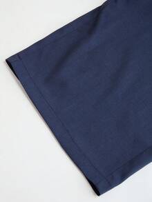 Vela Rue Hook & Zipper Closure Slim Fit Solid Navy Blue Wide Leg Trousers, Suitable For All Seasons