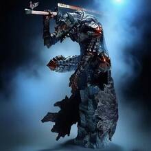 25厘米高狂战士雕像模型，破损血迹版可动人偶收藏品，酷炫黑剑装饰玩具，动漫周边可动模型，收藏品人偶 - 彩色 - 查看 3