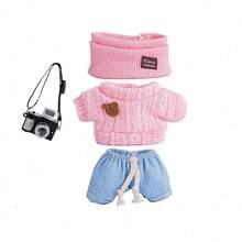 6.69 Inch Doll Clothes, Compatible With Labubu, Includes 3 Outfits - Fashionable Bucket Hat, Sweater And Pants Or Skirt Set, Suitable For 6.69 Inch Doll, Cute Doll Figure Accessories For Play And Display (Shoes And Doll Not Included)