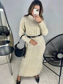 Long Dress High Neck Long Sleeve Knit Winter Knit Loose Plus Size M To GG Pregnant - Kem - Xem 4