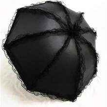 Vintage Lace Parasol Gothic Lolita Umbrella UV Sun Protection Witch Cosplay Photoshoot Props Party Decoration Local Shipping - Black - View 6