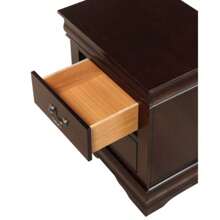 1pc Cherry Two Drawers Louis Philip Nightstand Solid Wood Contemporary Simple Style