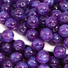 50pcs Dreamy Spring And Summer Starry Sky Fine Glitter Resin Round Beads Scattered Beads Handmade DIY Beaded Bracelet Materials