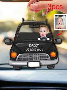 1/3pcs Custom Photo And Text Drive Daddy Car Ornament Keychain, Personalized Photo Acrylic Car Decor Accessories, Personalized Car Hanging, Drive Daddy Customized Baby Photo Acrylic Car Hanging, Funny Customized Drive Daddy Acrylic Hanger Gift Idea For Husband, Birthday Gift Idea For Papa, Couple Gift, Valentine Gift, Anniversary Gift, Father's Day Gift, Best Friend Gift, Gift For Dad, Gift For Boyfriend.