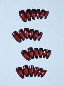 24pcs Almond Ombre Black Nail Stickers Set, Medium Size Design For Perfect Fit, Includes 1pc Jelly Gel And 1pc Nail File.Red Nail Stickers Suitable For Women And Girls DIY Everyday, Work, Study And Party Manicure. IMBB - Nhiều màu - Xem 5