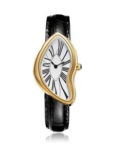 1 件男士复古时尚奢华创意扭曲罗马数字石英表，适合商务、休闲、社交场合、圣诞礼物 - A - 查看 11